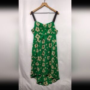 I Heart Ronson Abstract Floral Dress Women's XL Green Casual Beach Vacation